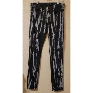 Sonas San Francisco black and white striped Jeans size 27 patch knees raw hems